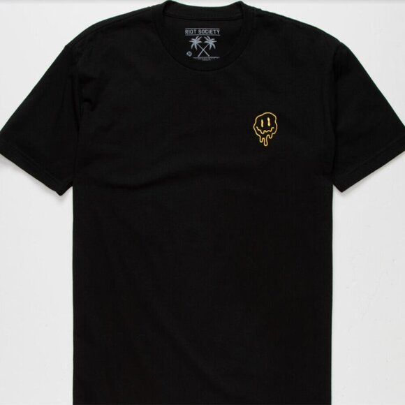 RIOT SOCIETY Melting Smile Embroidered Mens T-Shirt - Picture 1 of 4